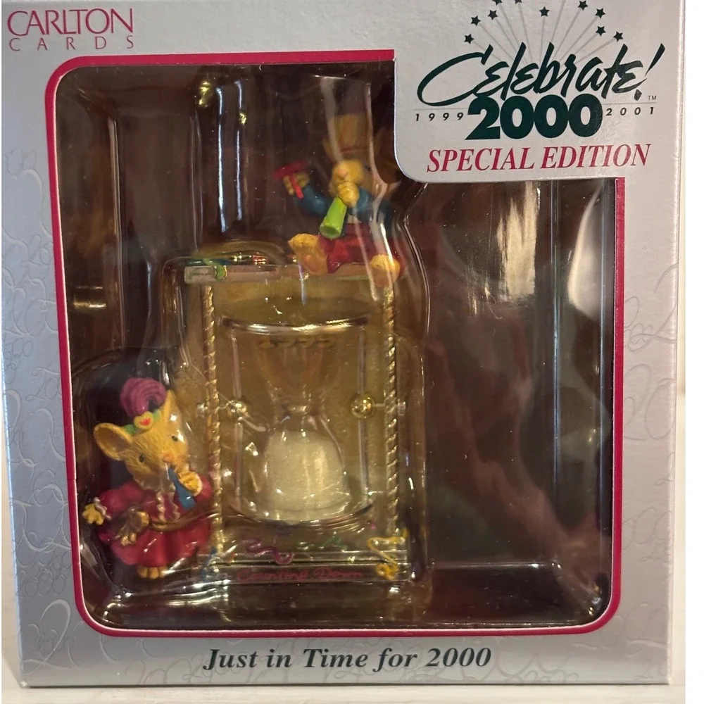 Carlton Cards Heirloom Ornament Just in Time for 2000 Millennium‎ Mice Hourglass